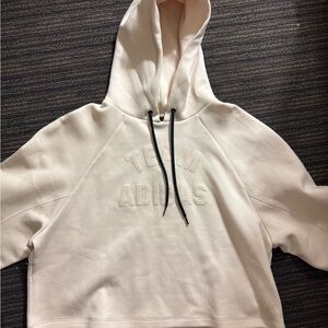 Adidas Off-White Team Hoodie Cropped with Cropped Sleeves